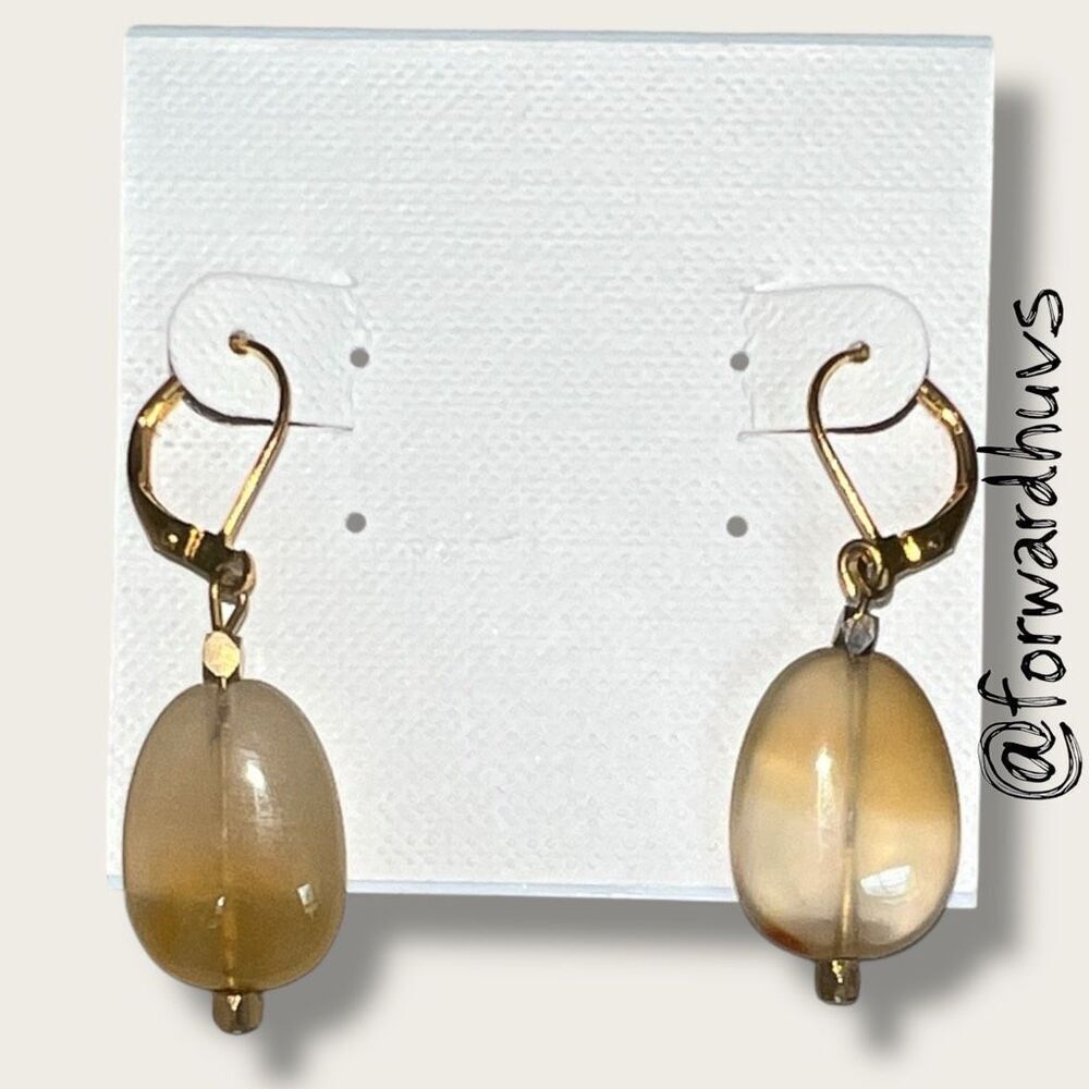 Bundle Sale 3 for $15 | Hand Crafted Stone Bead Earrings – Translucent Beige Sto